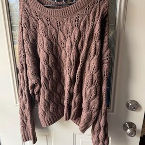 SO Women's Brown Cable Knit Sweater